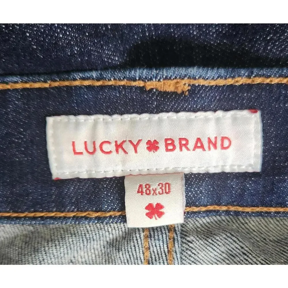 Lucky Brand Jeans Mens 48x30 Blue 181 Relaxed Straight Dark Wash Denim Plus Size - Picture 6 of 7